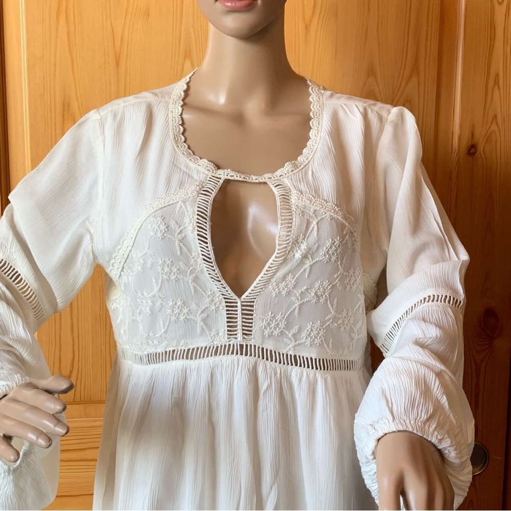 Patrons of Peace White Dress M Lace Crochet Boho Festival Cutouts - Picture 4 of 13